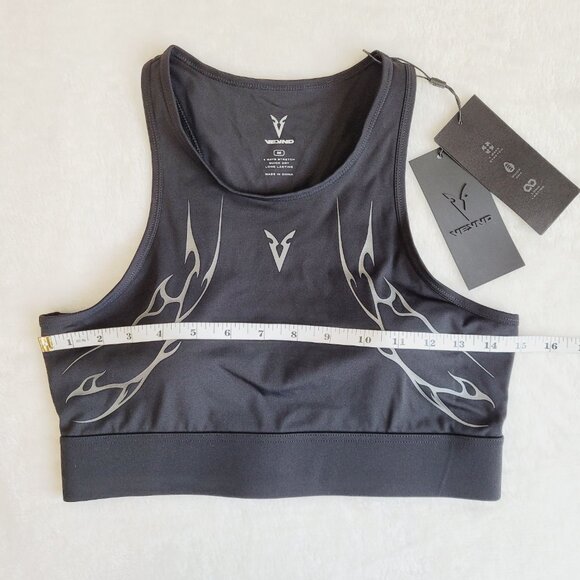 VEYND | V-Sculpt Graphic High Neck Sports Bra - Black - Picture 2 of 12